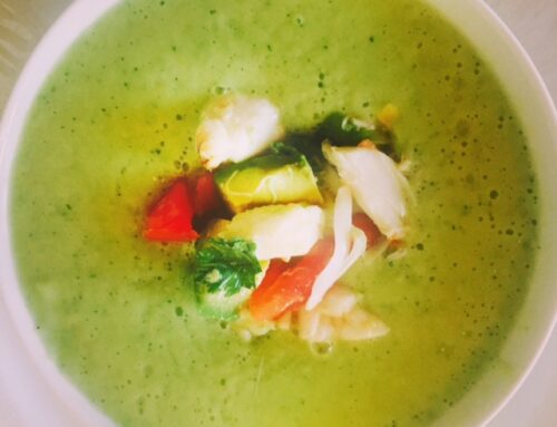 Cucumber and Avocado Soup with Jumbo Lump Crab (serves 4)
